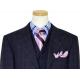 Masteloni Collection Navy Blue With Pink / White / Sky Blue Windowpanes Super 150'S Wool Vested Suit 38851-2203